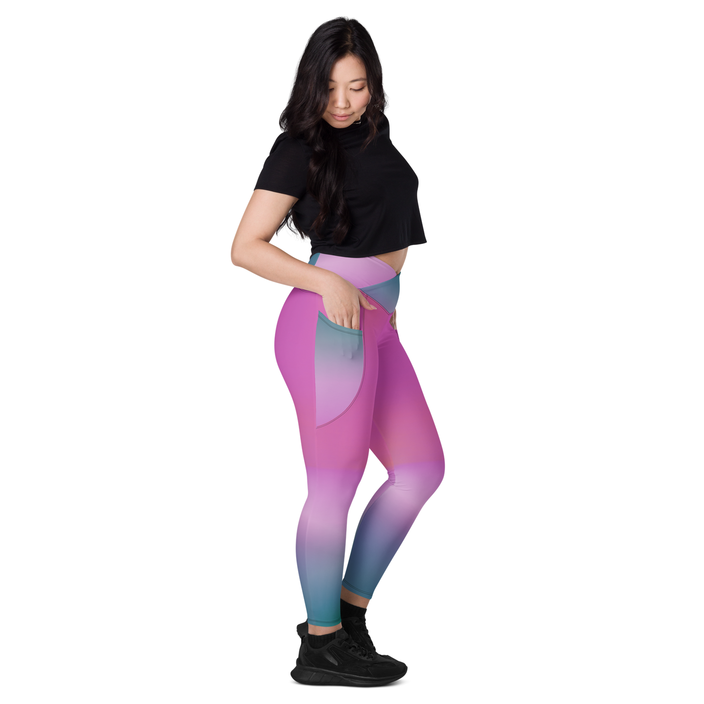 Crossover leggings with pockets